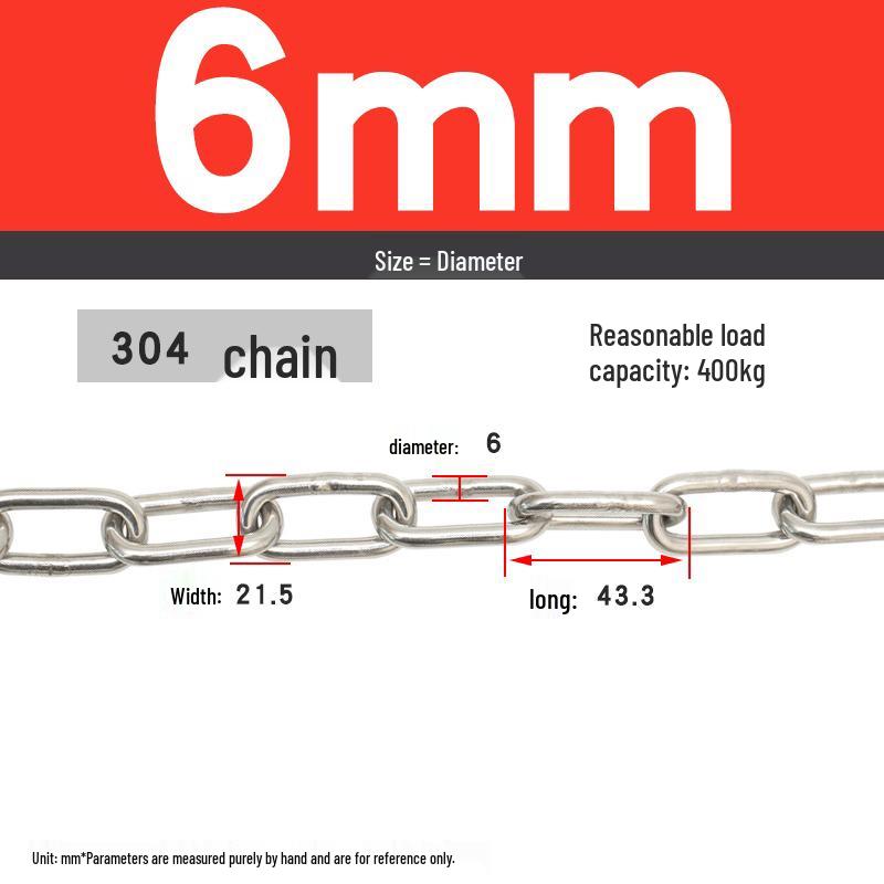 304 Stainless Steel Dog Chain - Available in Thicknesses: 1.2mm to 12mm