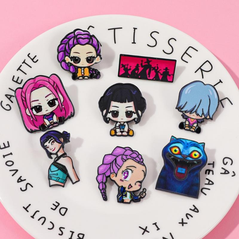 Broches de Metal de Caçadores de Demônios Kpop Desenho Animado Para Mulheres Pins de Lapela Acessórios de Fantasia Para Mochila Joias da Moda Presentes Para Amiga