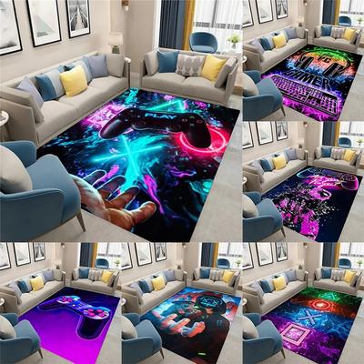 Gaming Rug for Boys Room Gamer Rug with Controller Design Carpet for Game Room Bedroom Decor Non-slip Machine Washab Mat