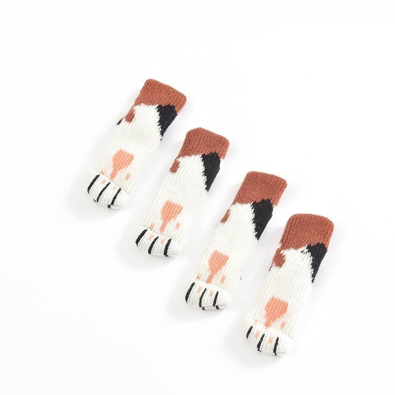 4 pezzi/set Calzini Silenziosi in Maglia per Gambe di Mobili Calze Elastiche per Piedi Protezioni per Pavimenti con Pastiglie Antiscivolo Copri Piedi Spessi per Sedie