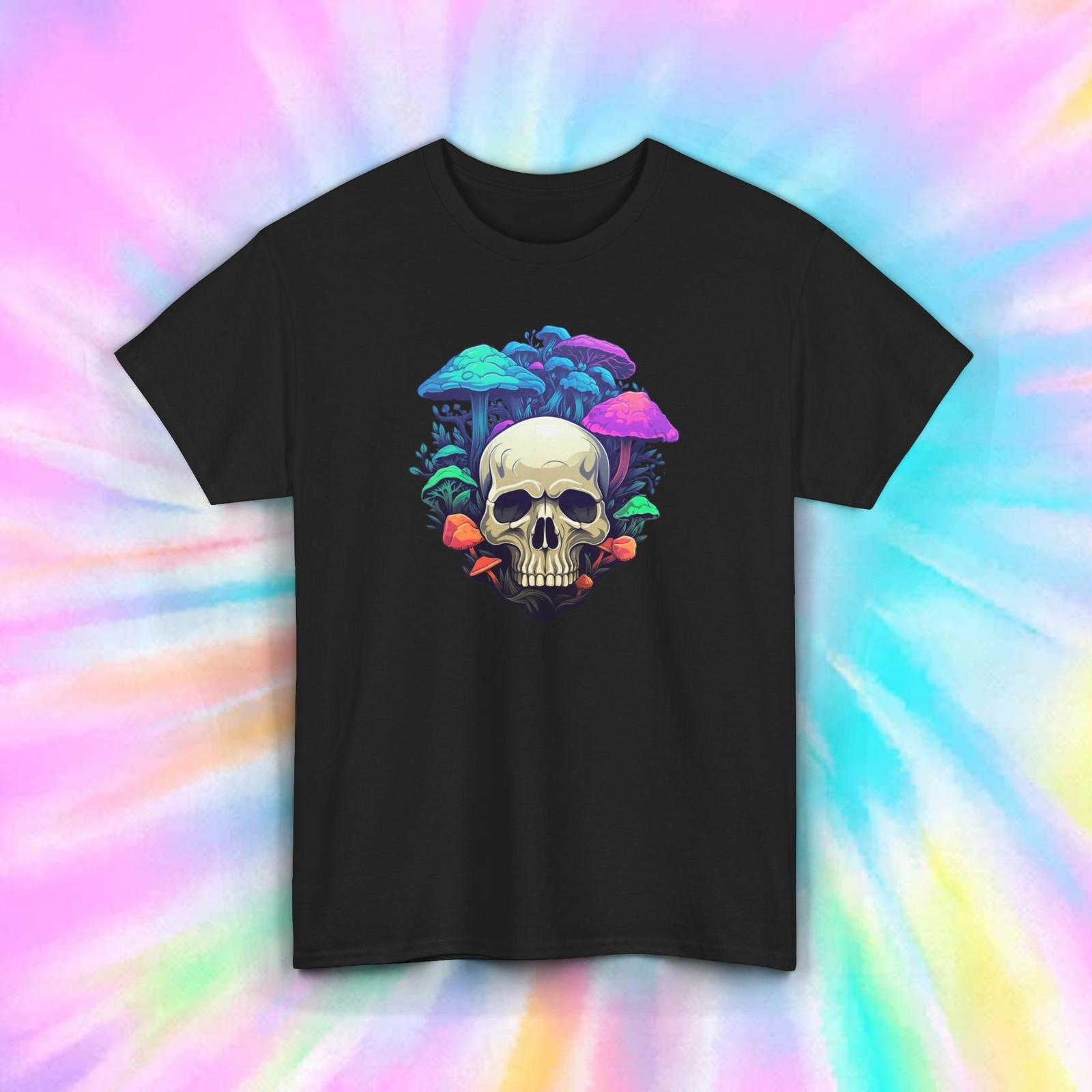 

Skull Mushrooms Psychedelic Fantasy Trippy Graphic Tee S-5XL 4XL