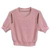 Summer Design Sense Round Neck Doo Beading Thin Short-sleeved Knit Shirt Top Female Casual Summer Essential Comfort and Style Slim Fit Pullovers Tees