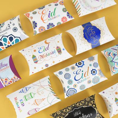 10/20pcs Eid Mubarak Gift Box Kraft Paper Candy Cookies Packaging Bag Islam Muslim Party Decor Supplies 2023 Ramadan Kareem Gift