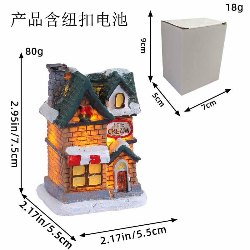 Jingchen new Christmas decorations resin hut colorful luminous house tabletop ornament