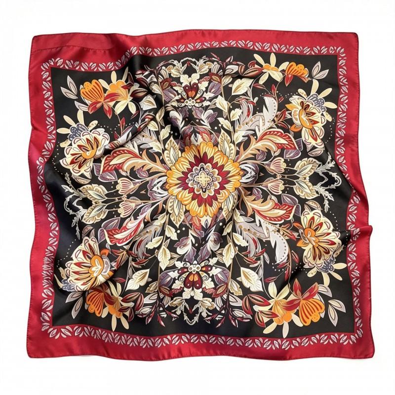 70x70cm Nylon Square Scarf Women Vintage Print Lightweight Accessory Office Casual Hair Styling