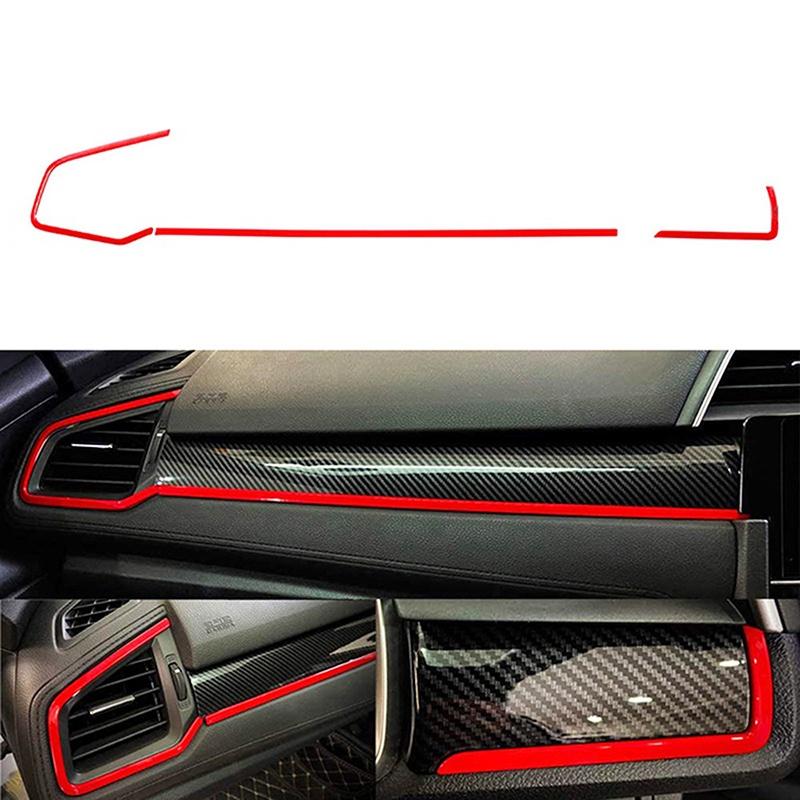 3 st för Honda Civic 10:e generationen 2016-2021 Mittkonsol Instrumentpanel Ramlist Trim Högerstyrd Vänsterstyrd