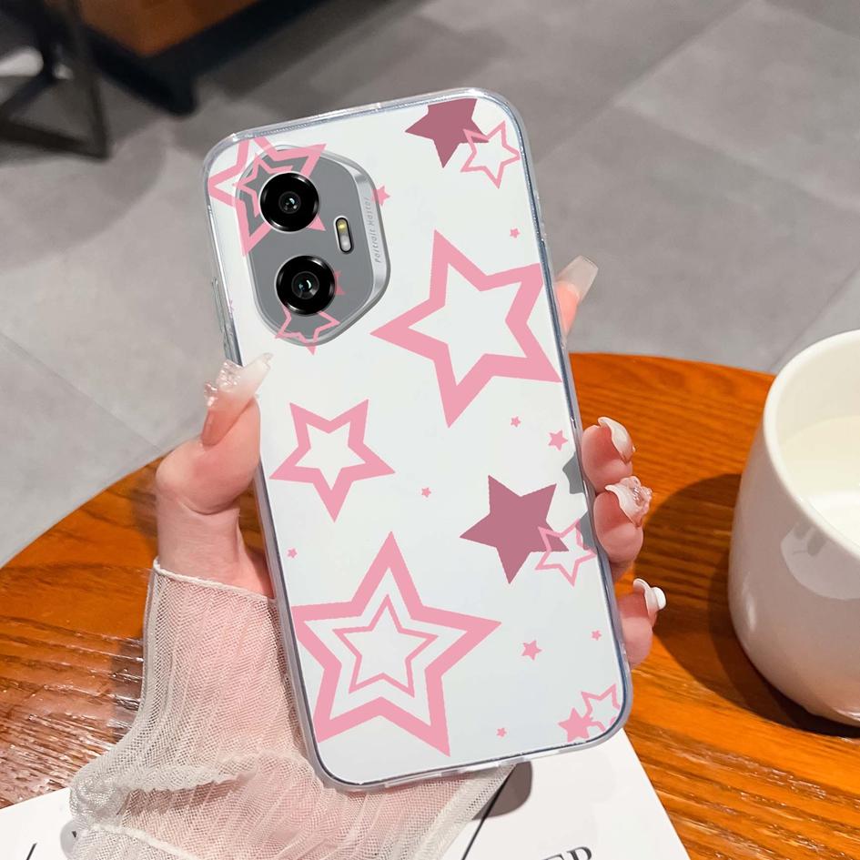 Silicone Soft TPU For Huawei Honor 300 Pro 70 200 Lite X5B Plus X6 X6B X6S X8 Back Cover Fashion Pink Bow Tie Pattern Transparent Anti Slip For Huawei