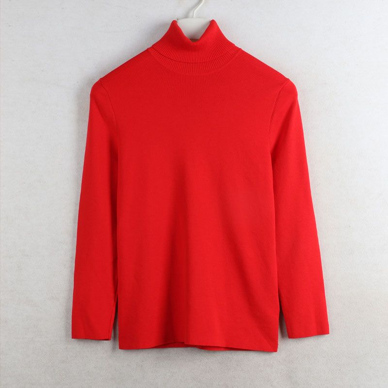 

Autumn and Winter New Arrival Export European and American plus Size Women s Clothes Turtleneck Long Sleeves Sweater Bottoming Knitwear Inner Wear Red M: Bust size 92-102