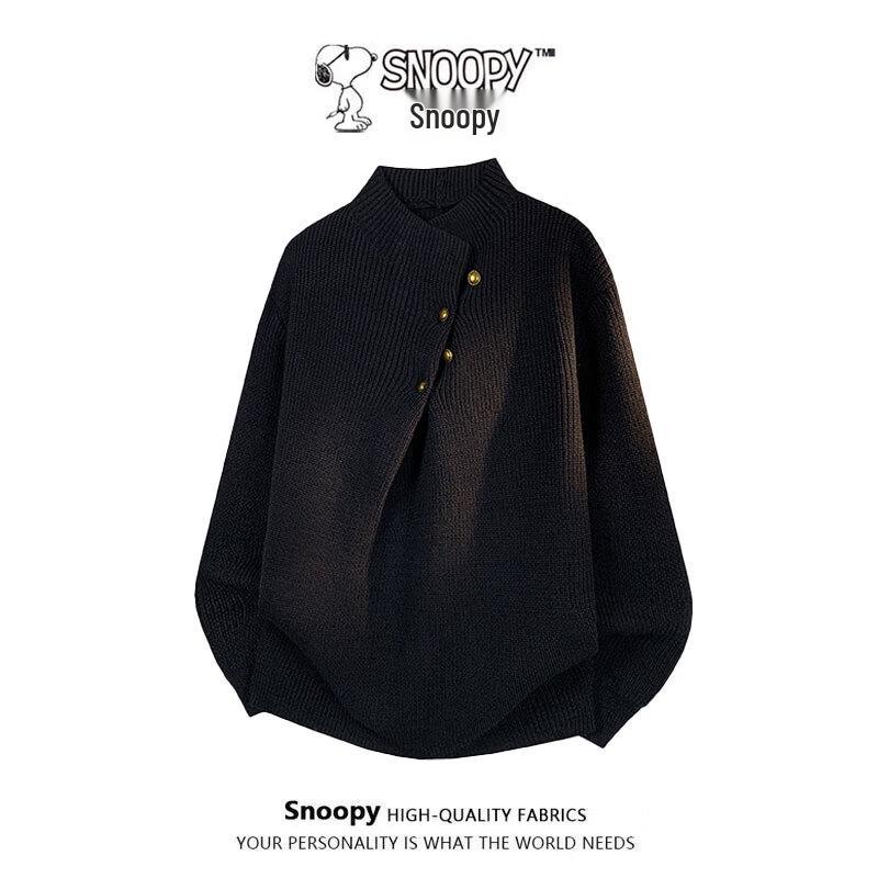 

Snoopy Men s Winter Irregular Hem Turtleneck Knit Sweater M