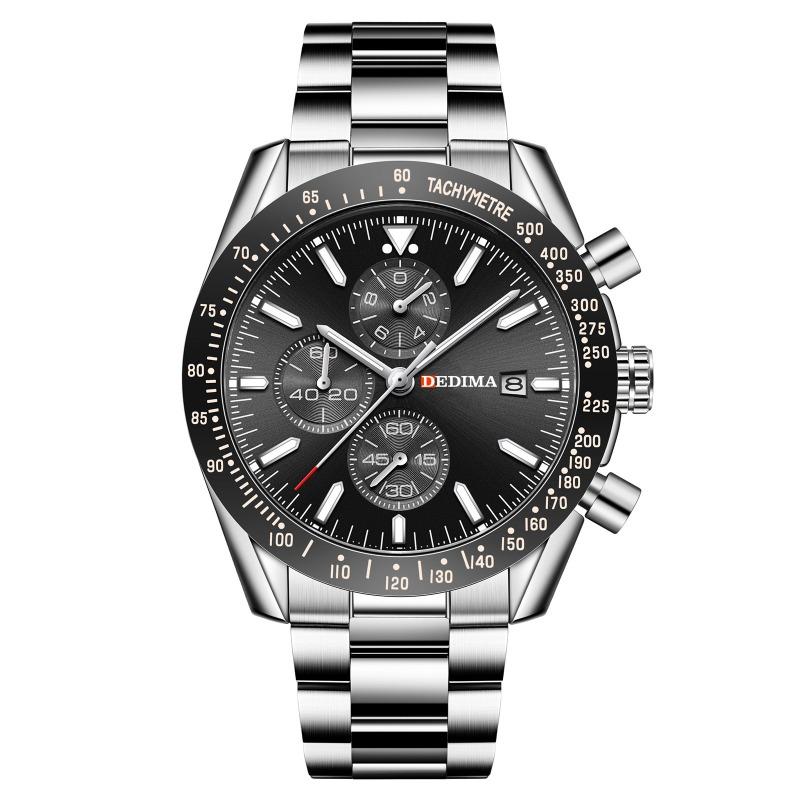 

Top Brand Fashion Men s Three-eye Six-pin Multifunctional Sports Watch Luminous Waterproof Steel Butterfly Buckle Wrist Watch