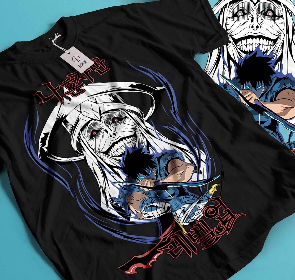 

Solo Leveling T-Shirt Sung Jinwoo New Anime Manga Black Shirt Tee All Size 282 L