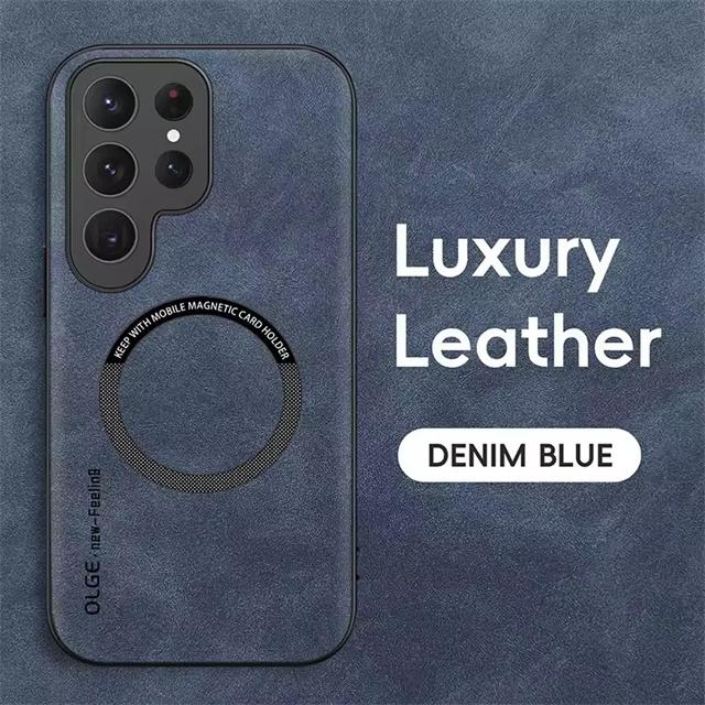 For Magsafe Luxury Leather Shockproof Case For Samsung Galaxy S25 S24 Ultra S23 S22 S21 Plus FE Wireless Charging Magnetic Cover