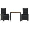 VidaXL Garden Dining Set with Cushions 3 Pcs, Table and Chairs with Adjustable Backrest, Outdoor Furniture, 3212906