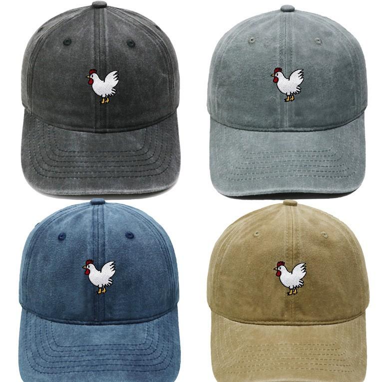 Fun Cock Embroidered Baseball Cap Animal Washed Vintage Daddy Hat Men's and Women's Casual Outdoor Sun Hat