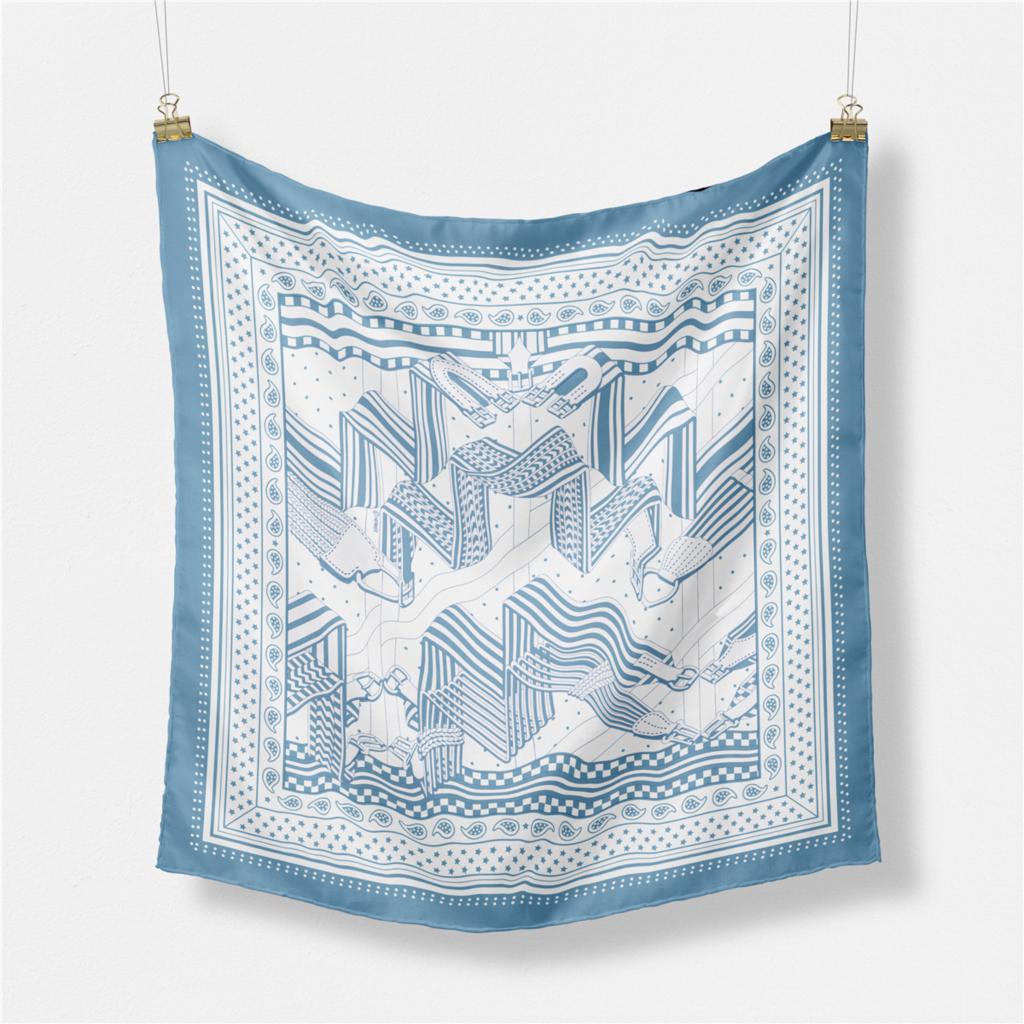 53cm New Design Belt Paisley Silk Scarf 2024 Brand Square Scarf Woman Luxury Bandana Headband Hijab Foulard Neckerchief For Lady