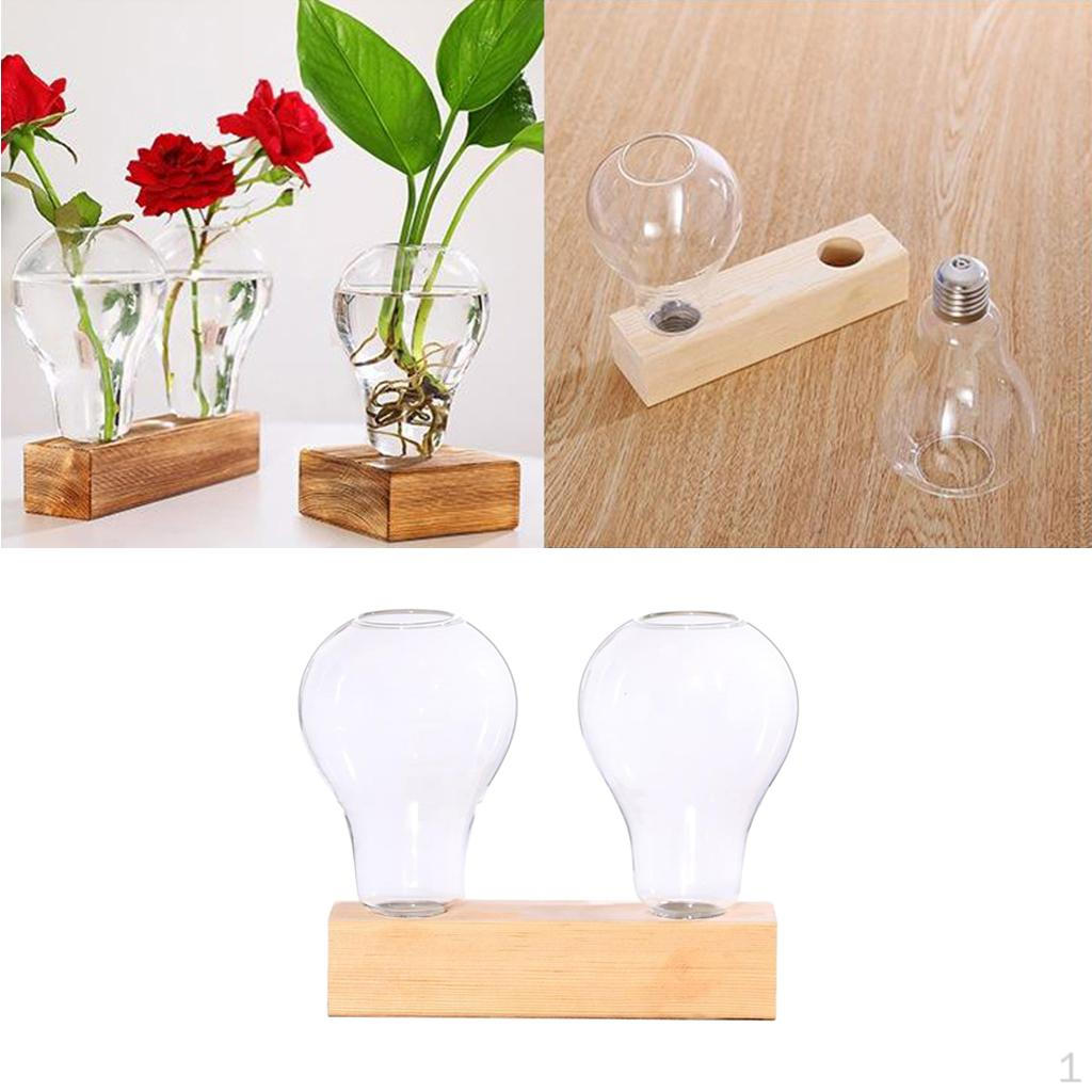 Vase Wooden Desktop Glass Holder For