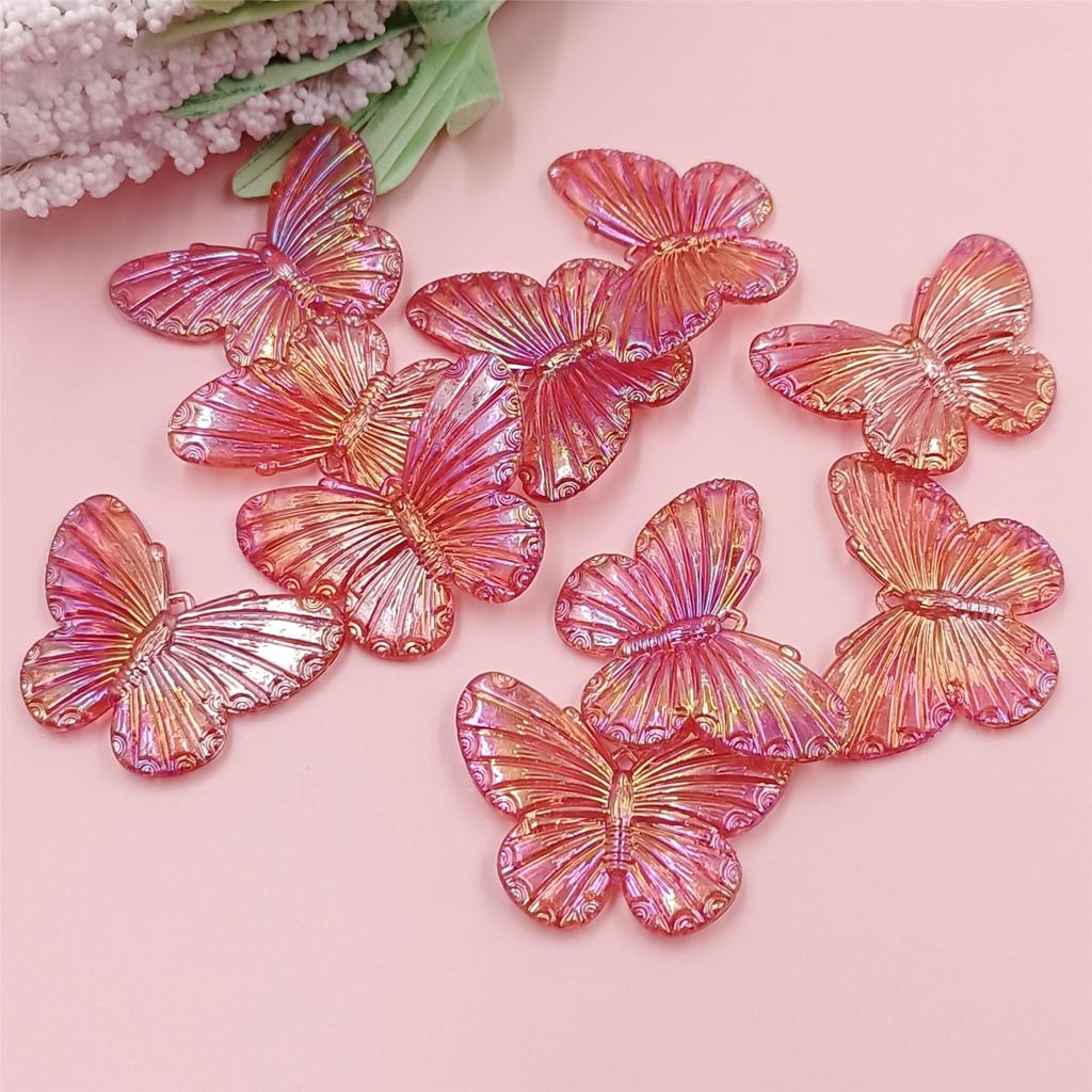 30Pcs 40*30mm Laser Color Single Hole Butterfly Pendant Creative AB Color Beads DIY Accessories for Jewelry Making