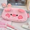 New Plush Little Bear Little Pig Pencil Case Cute Makeup Bag Large Capacity Portable Stationery Storage Pouch Zipper Pen Case