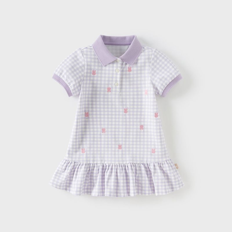 David Bella 2026 Summer New Style Girls  Dress Children s Preppy Style Polo Dress Baby Fashionable Dress Lilac [Ready Stock] 80