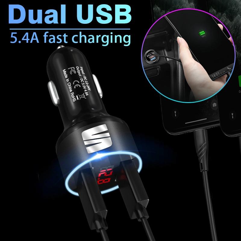 Car Charger 2 USB Ports Fast Charging Digital Display Car Accessories for SEAT Leon FR 5 6 MII Altea 5F Ibiza Toledo Cordoba Alhambra MK3