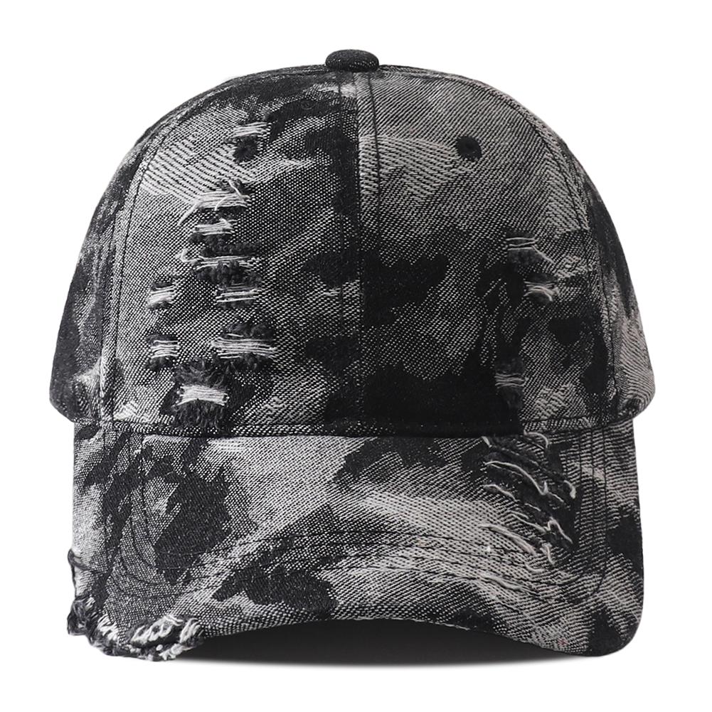 

Vintage Distressed Denim Baseball Cap Adjustable Hip Hop Streetwear Washed Ripped Snapback Hats for Men Women Outdoor Sun Hat Adjustable чорний