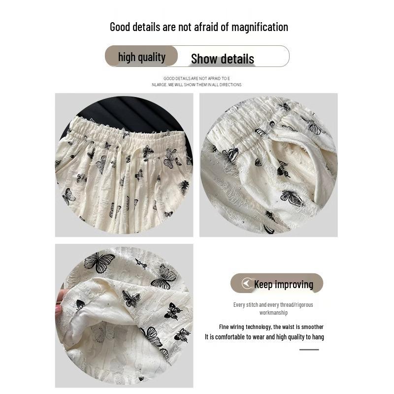 Petite High Waist Bow Wide-Leg Ice Silk Pants - Women's Summer Style