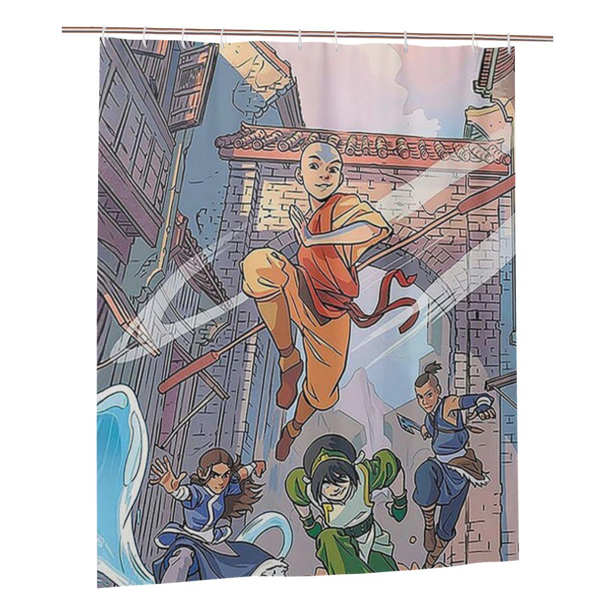 

Design Avatar Aang Shower Curtain Bathroom Polyester Waterproof Bath Curtains With Hooks W60H190(CM)-1 Pcs