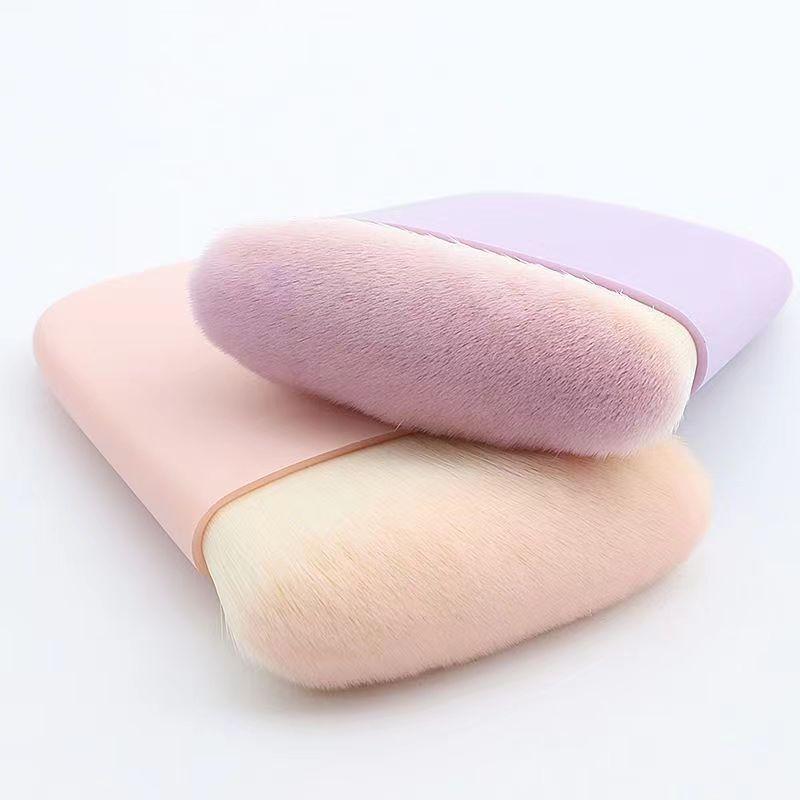 Flat Contour  Powder Brush  with Soft Bent Fiber Bristles – Dual-Use for Loose & Pressed Powder, Cruelty-Free Makeup Tool