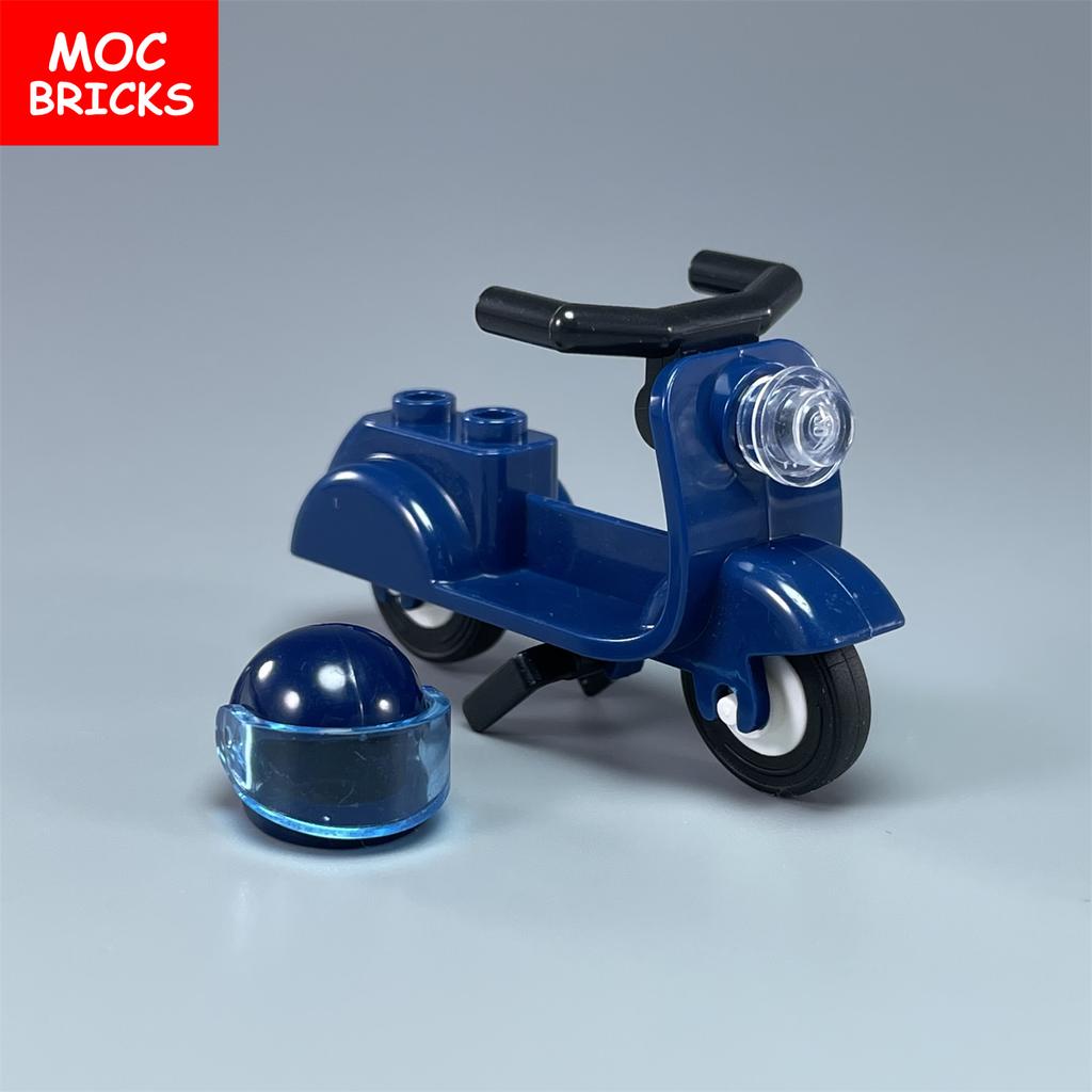 Briques de Construction Moc Non Toxiques Ville Sports Équitation Vélo Trottinette Moto Casque Assemblage Blocs de Construction Compatible Avec 15396C01 Jouets Cadeaux Enfants
