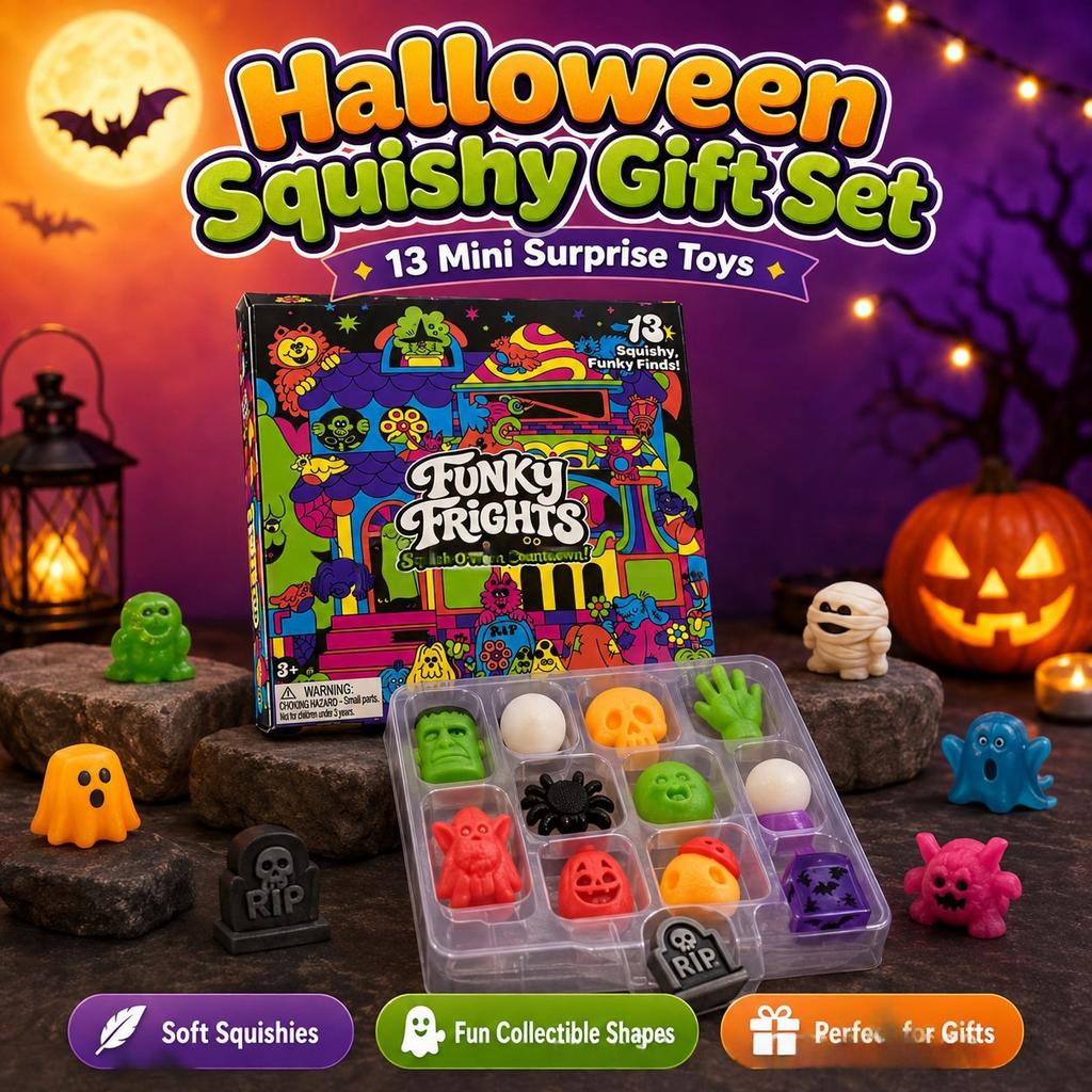 @Needoh Adventní kalendář / Funky Frights / Vánoce 24 Den 3D TPR Panenky Odpočet Rok Překvapení Dárky Pro Dospělé