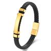Fashionable new 11MM modern men's woven leather bracelet laser-engraved stainless steel bracelet