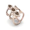2.7 Ct Pear Smoky Quartz 925 Sterling Silver Rose Vermeil Vertical Long Finger Women Wedding Ring