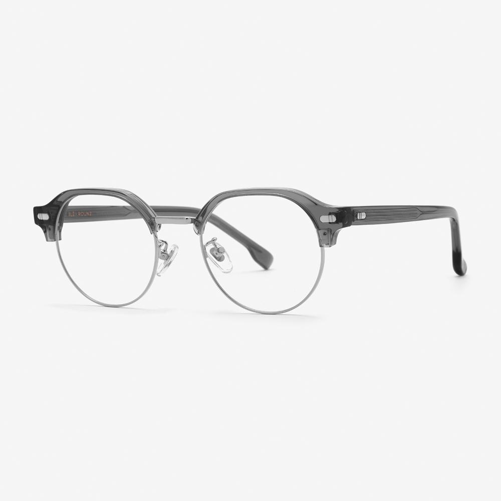 Alloaiweeo [Aloxrounz] Round Panto Browline Ara9102 C2 Gray/Silver