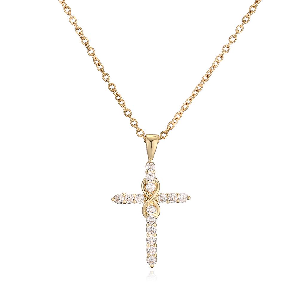 NEWBUY Gold Color Jesus Cross Pendant Stainless Steel Chain Necklace For Women Men Classic Design Christain Jewelry Gift