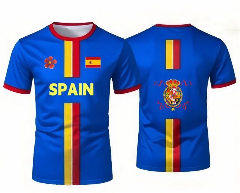 Fashion Spanish Flag Graphic Football T Shirts Summer Trendy National Emblem 3D Printed Jersey Cool Streetwear Oversized Tees