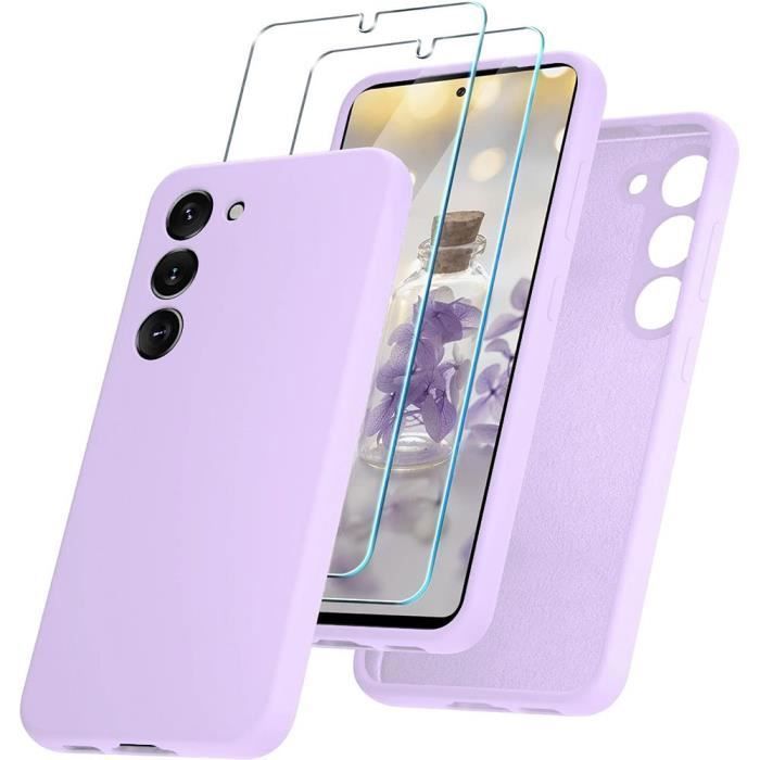 Coque - Booling - pour Samsung Galaxy S23 - Protection Ultra Slim - Anti-Rayures - Violet + 2 Verres Trempés