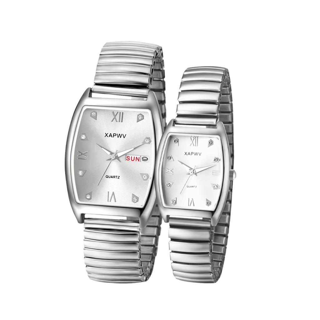 Pair Pair One Size Fits Analog Day of the Stainless Accessories Gift for Boyfriend and Girlfriend Watch, Watch, Silver, Stylish, Most Display, Week,