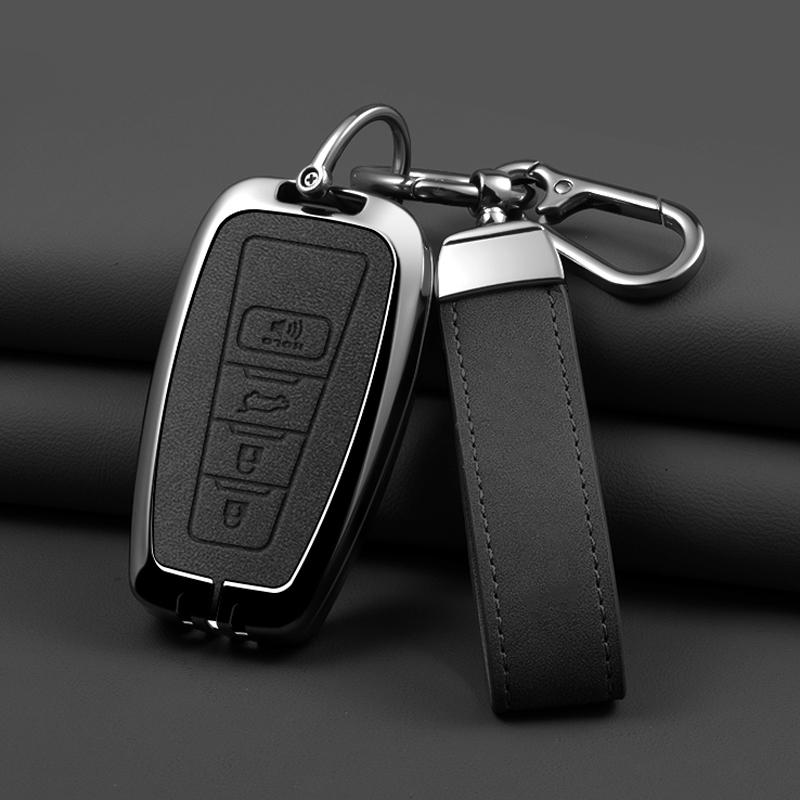 Zinc Alloy Leather Car Key Cover Housing Key Fob For Toyota Prius Camry Corolla C-Hr Chr Rav4 Land Cruiser Prado Key Fob