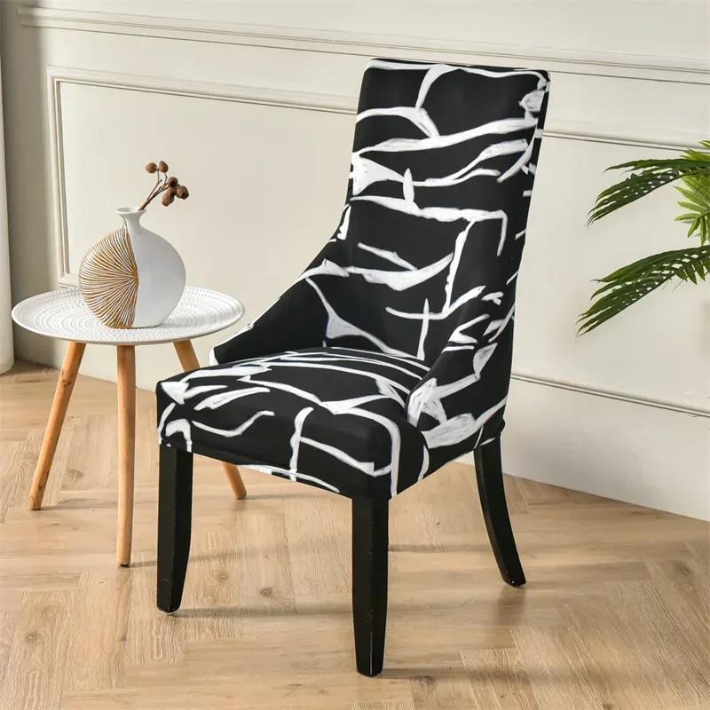 Elastische Esszimmerstuhlbezüge Schräge Rückenlehne Sesselbezüge Pastoraler Stil Sitzüberwürfe für Zuhause Party Bankett Büro