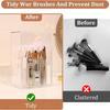 Acrylic Makeup Brush Holder with Slanted Flip-Top Lid Clear Dustproof 17-Slots Cosmetic Makeup Brushes Organizer Storage Box