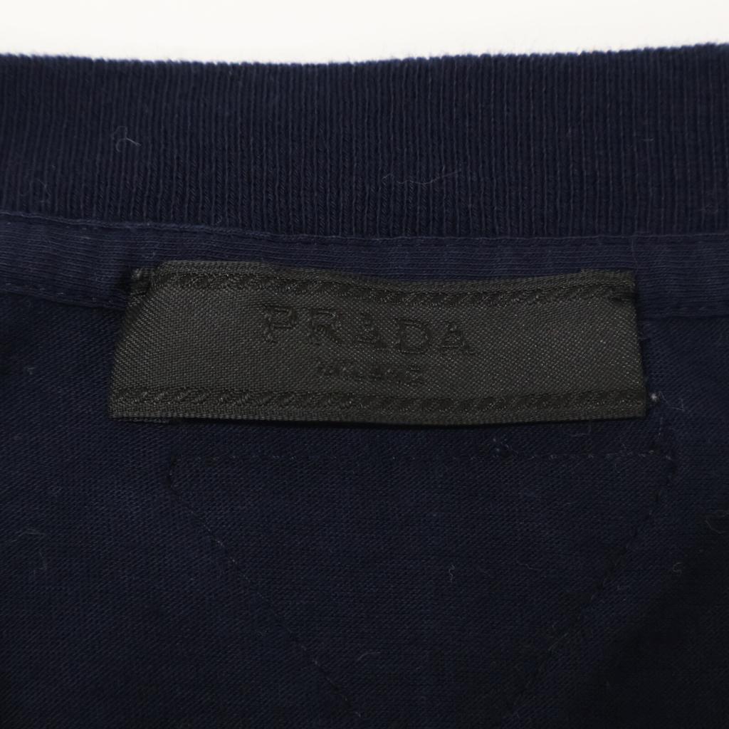 PRADA UMJ492 Navy Triangle Logo Crew Neck T-Shirt tops M NavyUsed