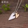Heart-to-heart Two-color Love Pendant, Fashionable Size Heart-shaped Small Fresh Women's Simple Necklace