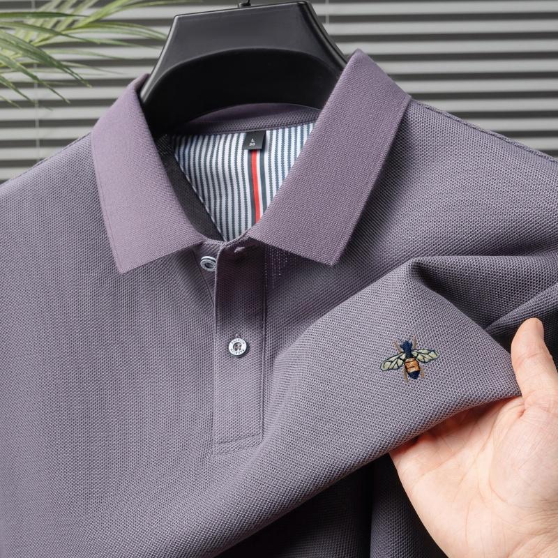 

STORN 100%pure Cotton Tshirt Summer New Men s Short Sleeve Casual Comfortable Breathable Polo Shirt Exquisite Brand Bee Embroidery Top M светло-фиолетовый
