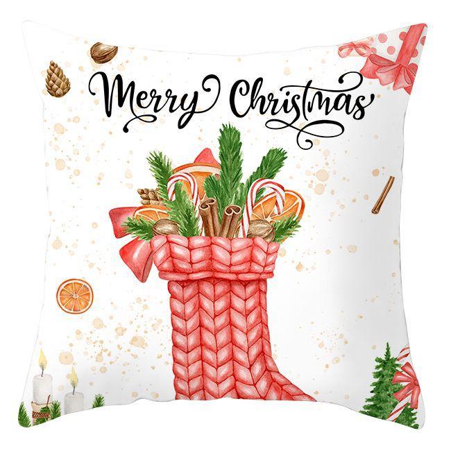 Cross-border Wholesale Christmas Pillow Covers Printed Holiday Sofa Car Pillow Waist Back Cushion Cover