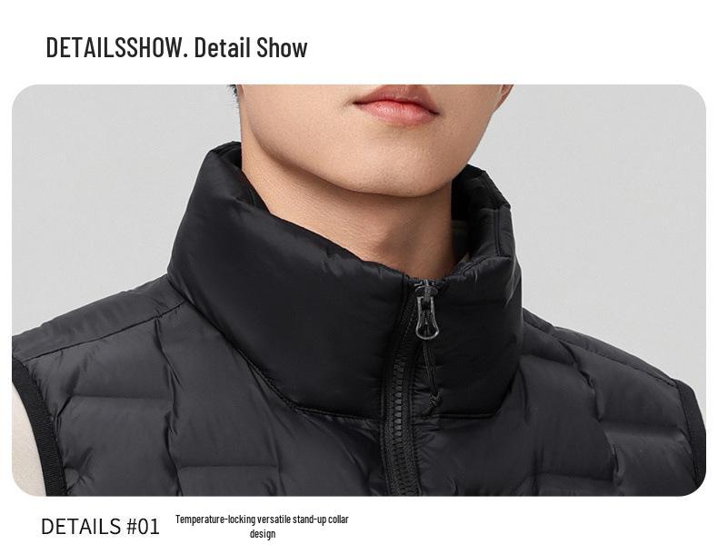 Unisex High-End Lightweight Down Vest, Outdoor Sports, 90% White Duck Down Jacket.