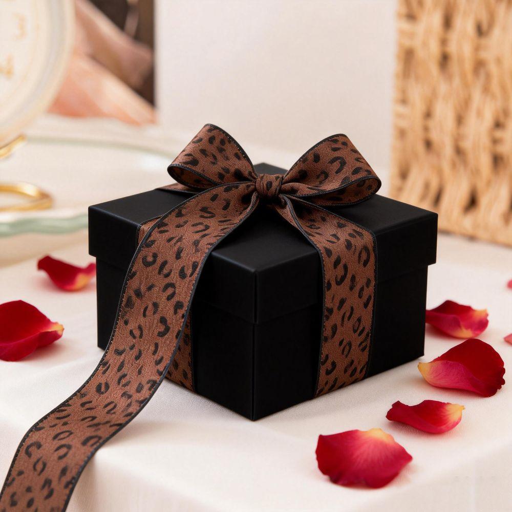 0.98in×10 Yard Solid Satin Ribbons Leopard Print DIY Gift Wrapping Single Face Ribbons Cake Packaging Bridal Bouquets