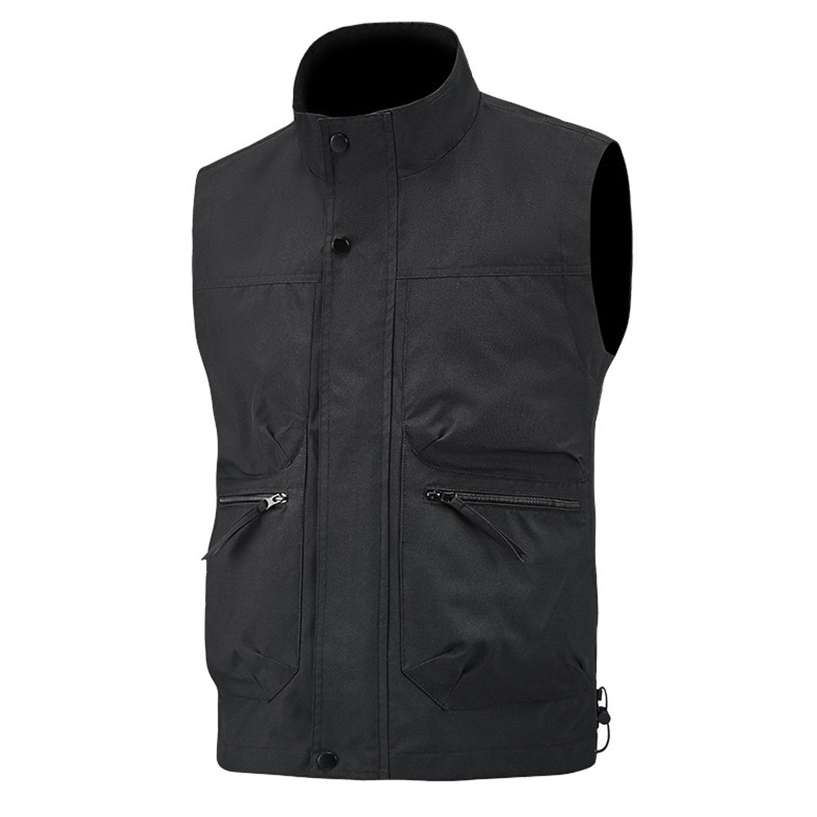 

Мужской жилет без рукавов карго повседневный многокарманный жилет мужской рабочий рыбацкий жилет M чёрный