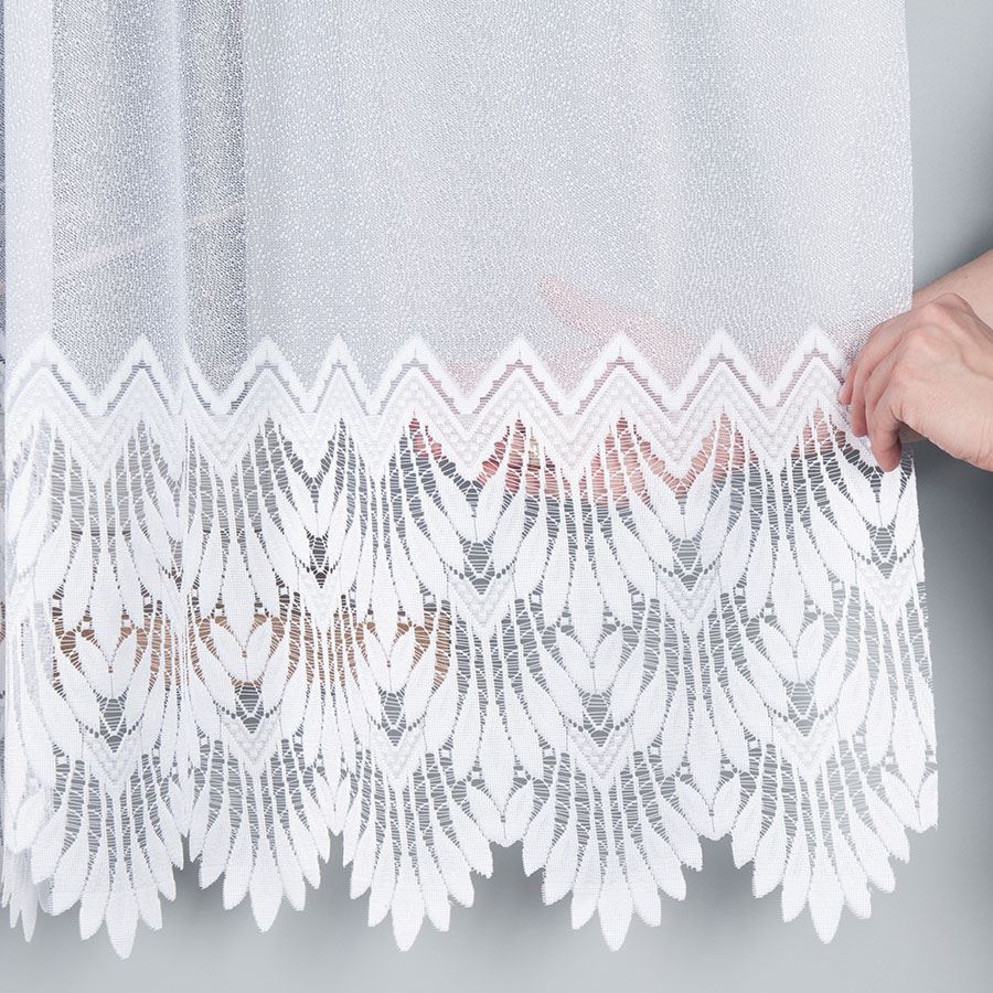 Felicja Ready-made Jacquard Curtain White With Pattern Bottom 300X160