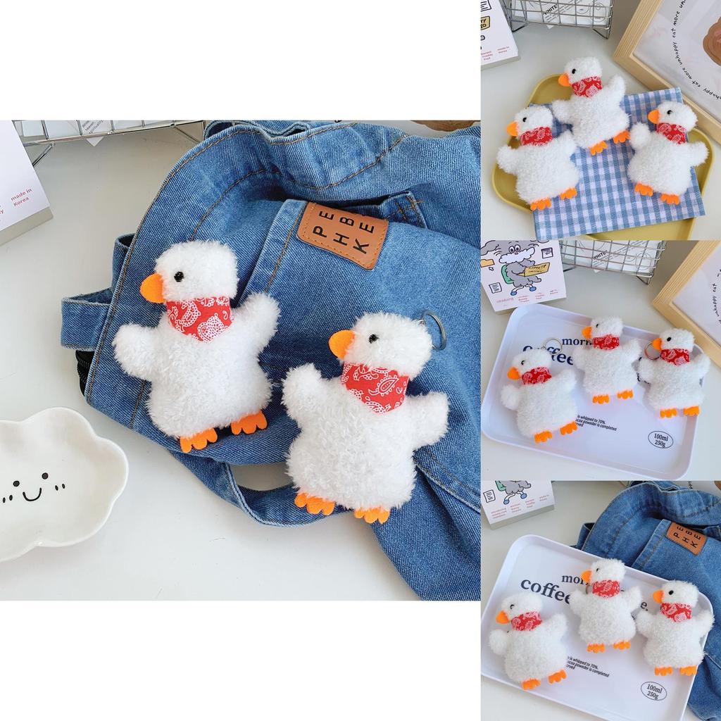 Adorable Duck Plush Toy With Scarf Creative Small-size Stuffed Animal For Bags And Keys