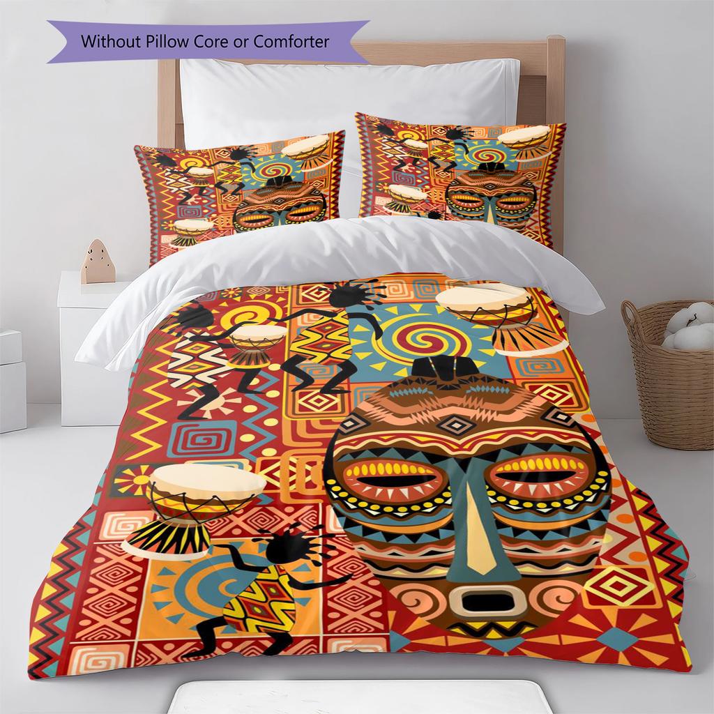 Ethnic Tribal Texture Pattern Bedding Quilt Set Quilt Cover Pillowcase Home Decoration Gift (1 * duvet cover + 2 * pillowcase, without core)